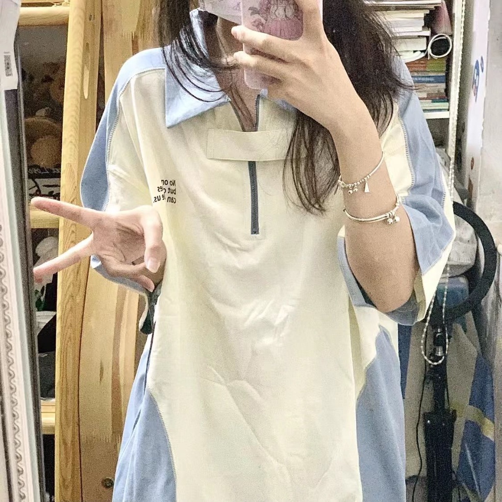 Jiashucheng Áo Thun polo Ngắn Tay Form Rộng Phong Cách Trẻ Trung Dành Cho Nữ