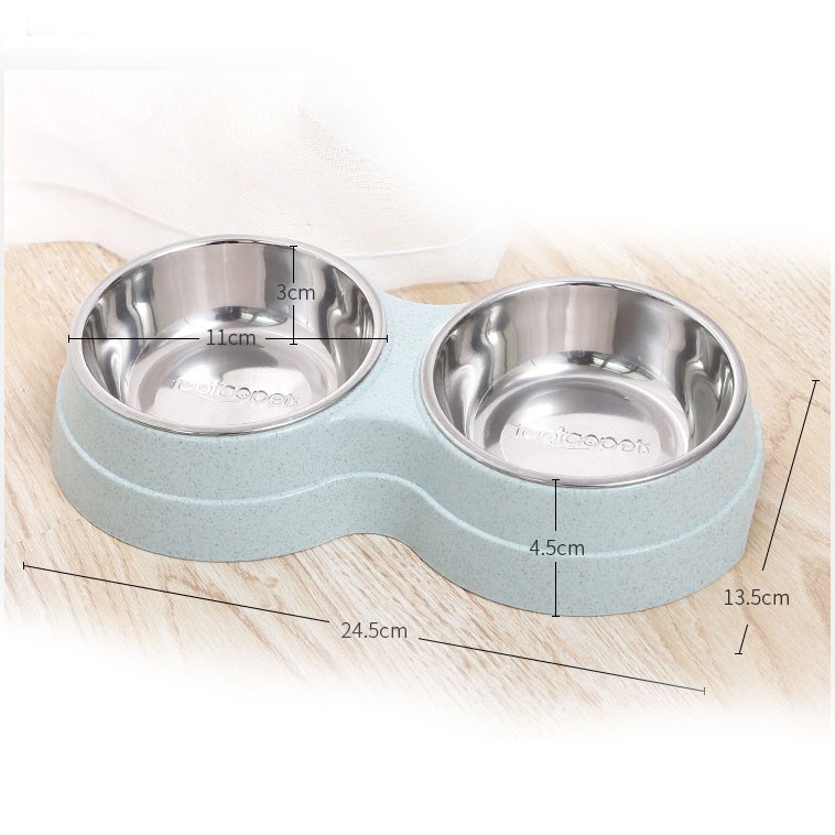 Bát Đôi Nhựa Lúa Mì Lõi Inox Cao Cấp Cho Chó Mèo