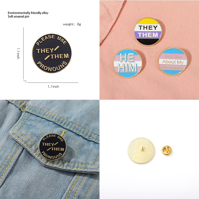 Ghim Cài Áo Hình Chữ She / Her They / Them Động Vật / Bướm / Trái Tim Phong Cách Punk