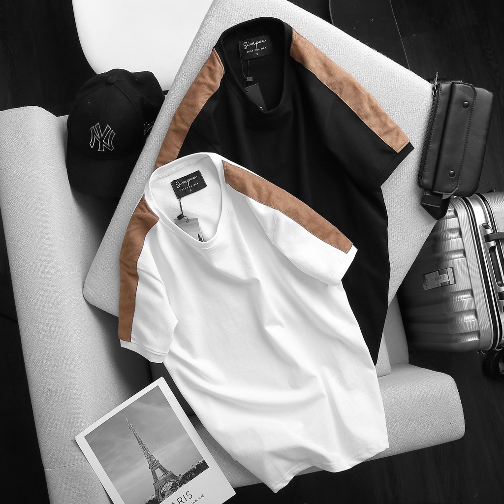 Áo thun Nam cổ tròn phối nhung - T005 | BigBuy360 - bigbuy360.vn