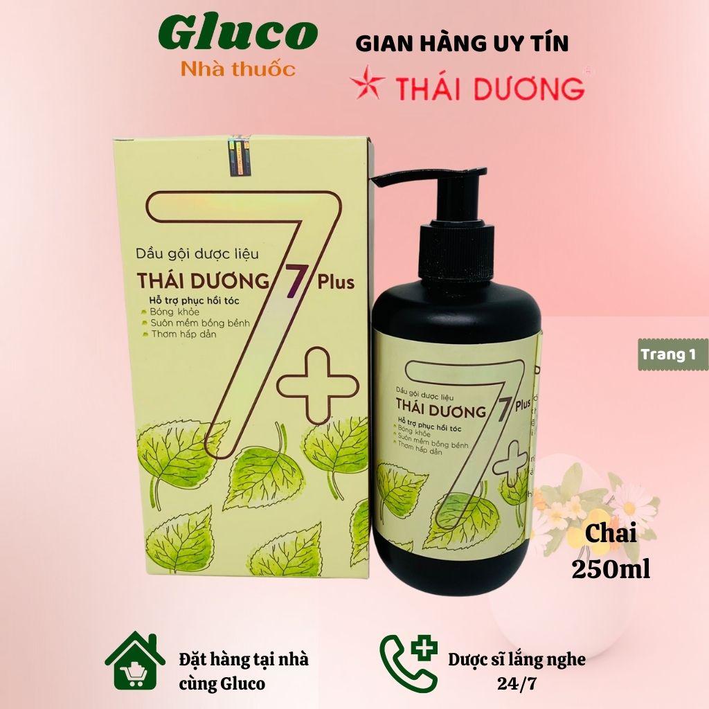 Thái Dương 7 plus thảo dược - Dầu gội ngăn rụng tóc cho mẹ sau sinh, kích thích mọc tóc 250ml GLU2102