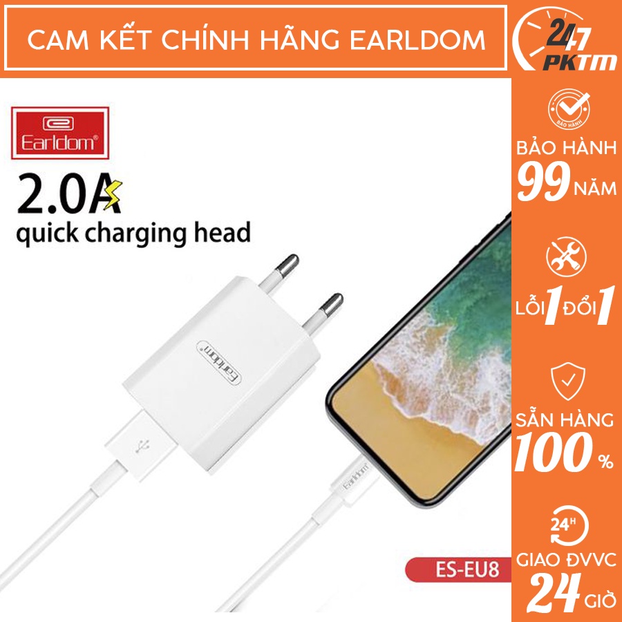 🛑 Chính Hãng Earldom 🛑 Sạc Bộ Dành Cho IP 2A Earldom ES - EU8 | Phụ Kiện Thông Minh 247 VN