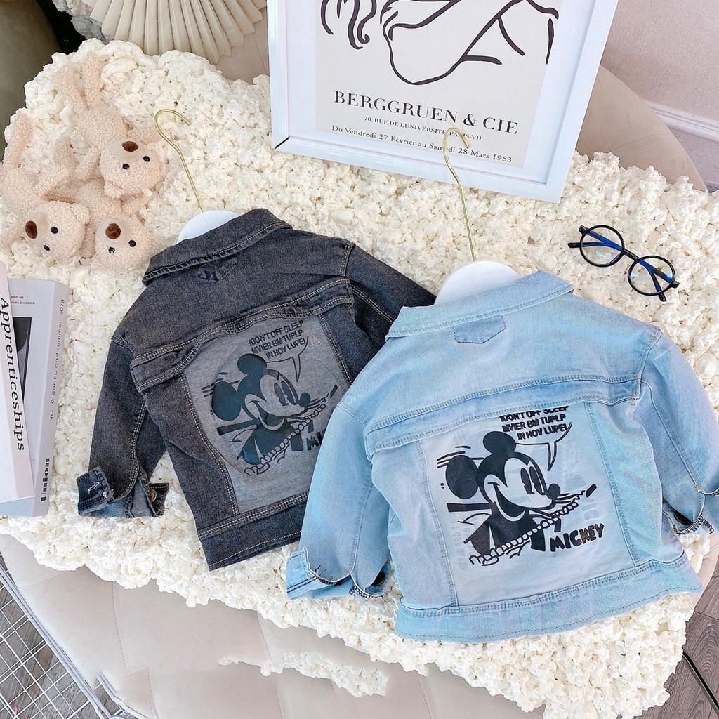 Áo Khoác Bò, Áo Jean In Hình Mickey Cực Dễ Thương Cho Bé Trai gái  10-25kg
