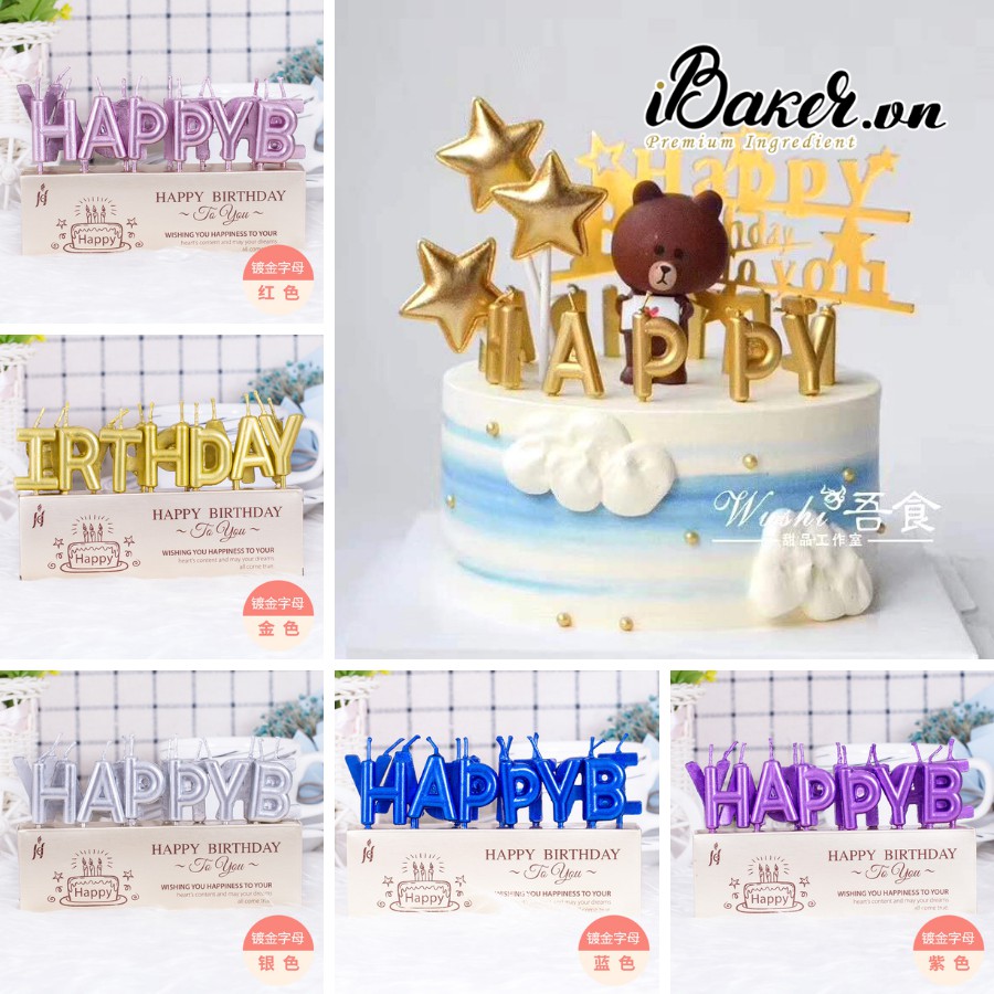 Nến chữ Happy Birthday trang trí bánh kem