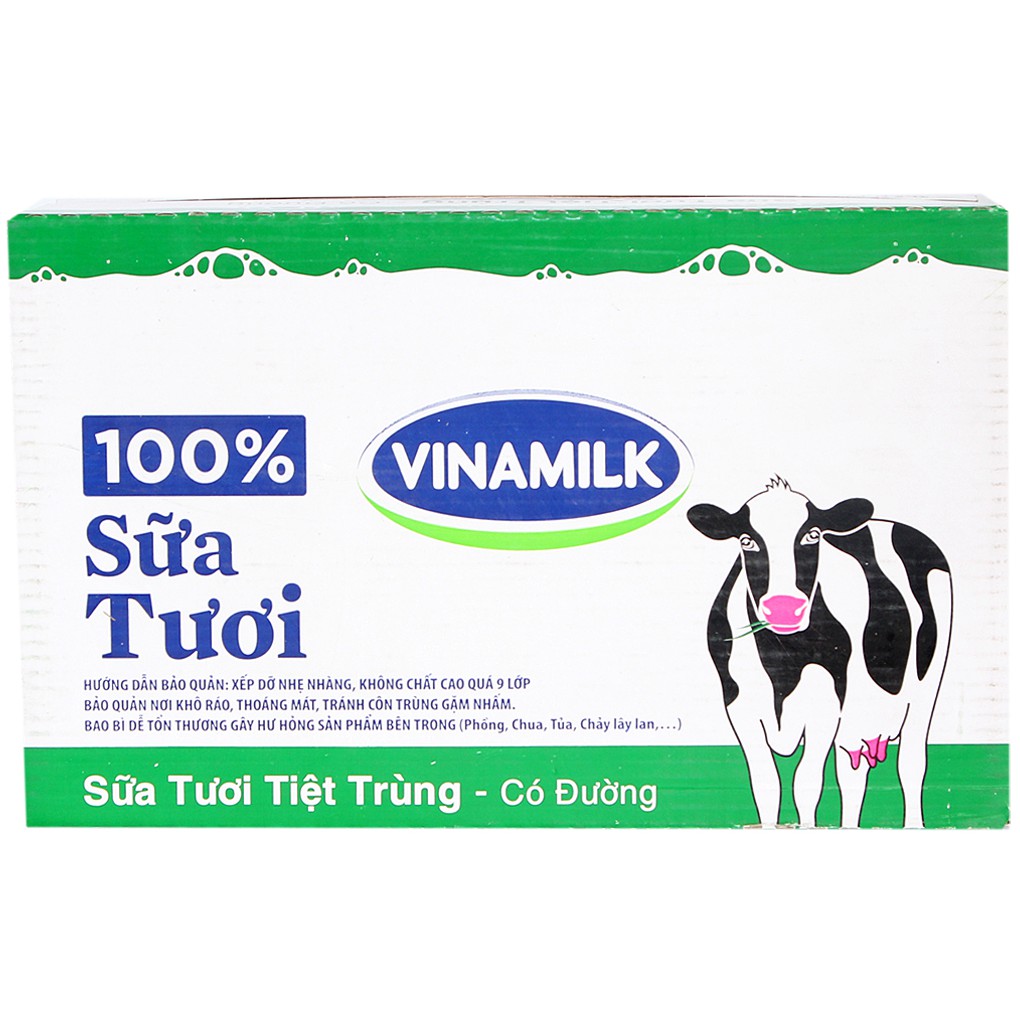 Thùng 48 Hộp Sữa Tươi Tiệt Trùng Vinamilk 100% Có Đường 180ml