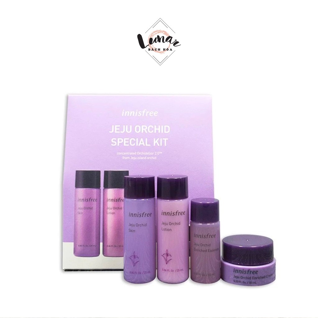 [Mẫu Mới] Set 4 Món Dưỡng Ẩm Chống Lão Hóa Innisfree Orchid Special Kit - Bộ Kit Dưỡng Da Toàn Diện Hoa Lan Innisfree