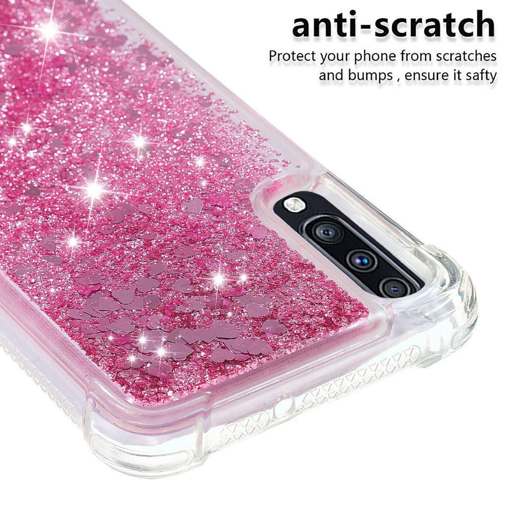 Transparent Clear Back Cover For Samsung Galaxy A3 A5 2016 A7 2017 A6 A8 Plus 2018 Case Glitter Liquid Dynamic Quicksand Bling Cases