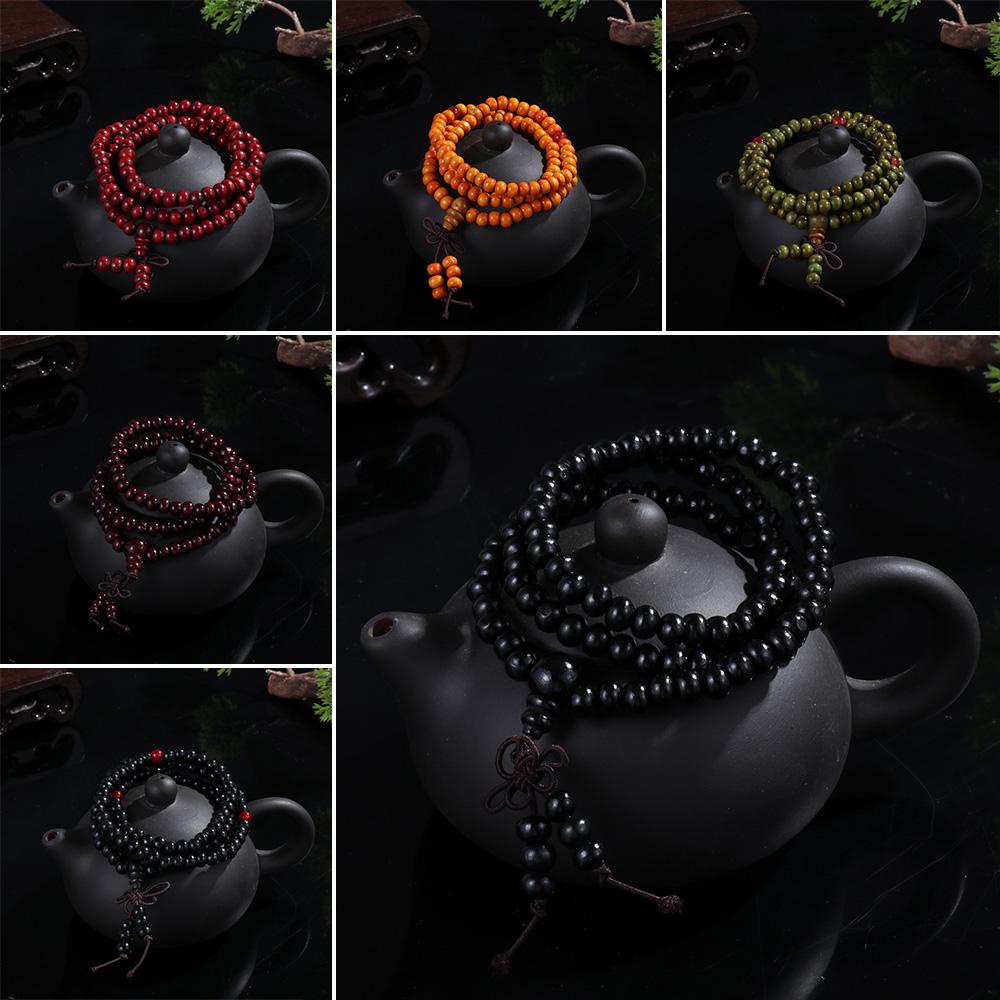 BANANA New Prayer Bead Bangle 6mm Bead Buddhist Buddha Natural Sandalwood Bracelet Women Gift Men Prayer Bead Vintage Style Meditation Wood