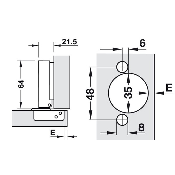 Bản lề BẬT THẲNG giảm chấn Hafele Inox 304 trùm ngoài 315.06.750