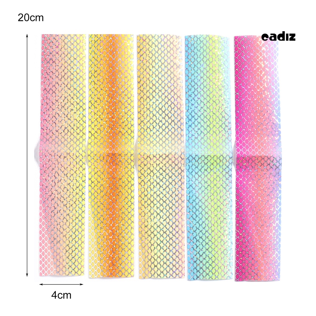 Bộ 10 Miếng Dán Trang Trí Móng Tay Hình Vảy Cá Nhiều Màu Sắc DIY