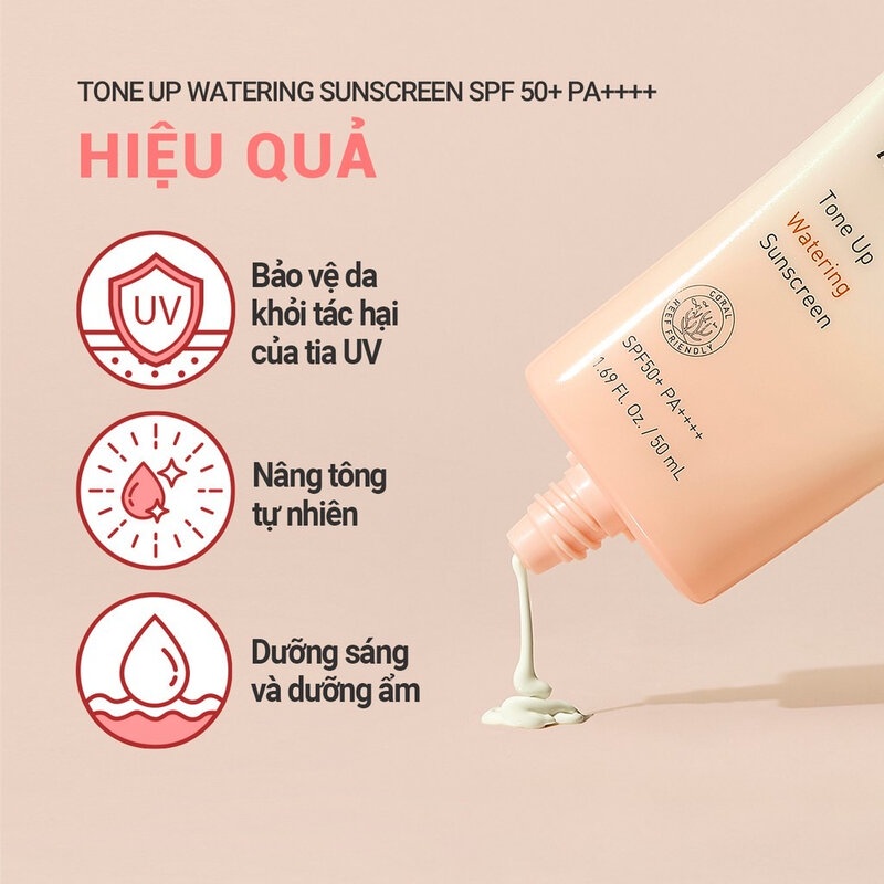 Kem Chống Nắng innisfree Nâng Tông Da 50ml Tone Up Watering Sunscreen SPF 50+ PA++++ Hasaki Sản Phẩm Chính Hãng