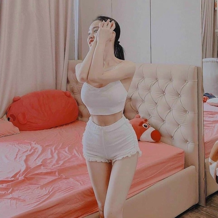 Set Bộ Mặc Nhà Nữ Áo 2 Hai Dây - Quần Đùi Phối Viền Ren Chất Thun Gân Tăm