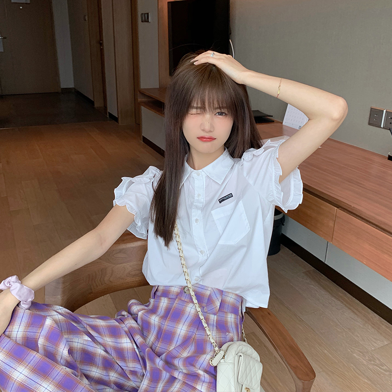 Áo Sơ Mi Trắng Tay Bèo Kiểu Siêu Xinh Cho Các Bạn Nữ
