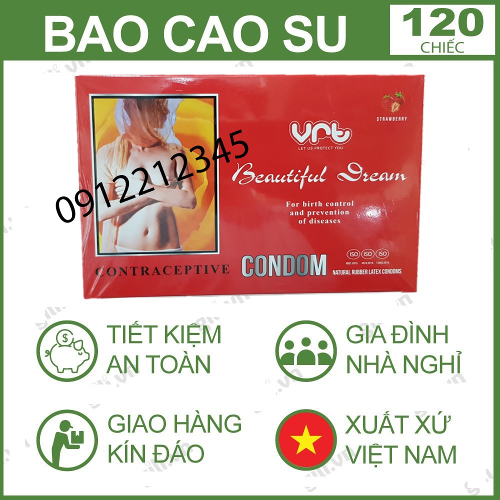 Bao cao su hương dâu Beautiful Dream hộp 120 cái Made in Việt Nam