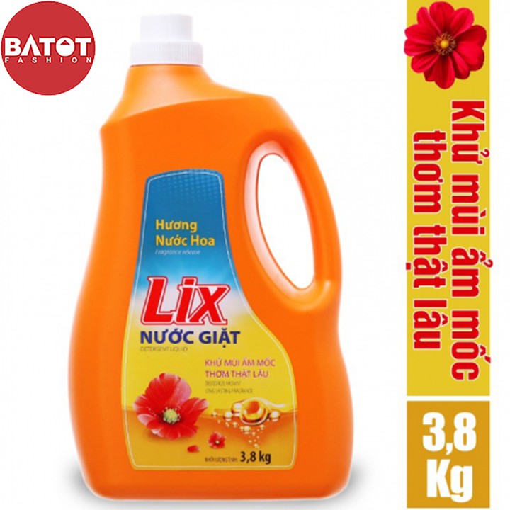 Nước giặt Lix đậm đặc hương hoa 3.6Kg - Tẩy sạch vết bẩn cực mạnh