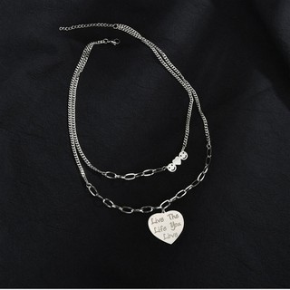 Dây chuyền phong cách trái tim mặt cười hai tầng xích độc đáo