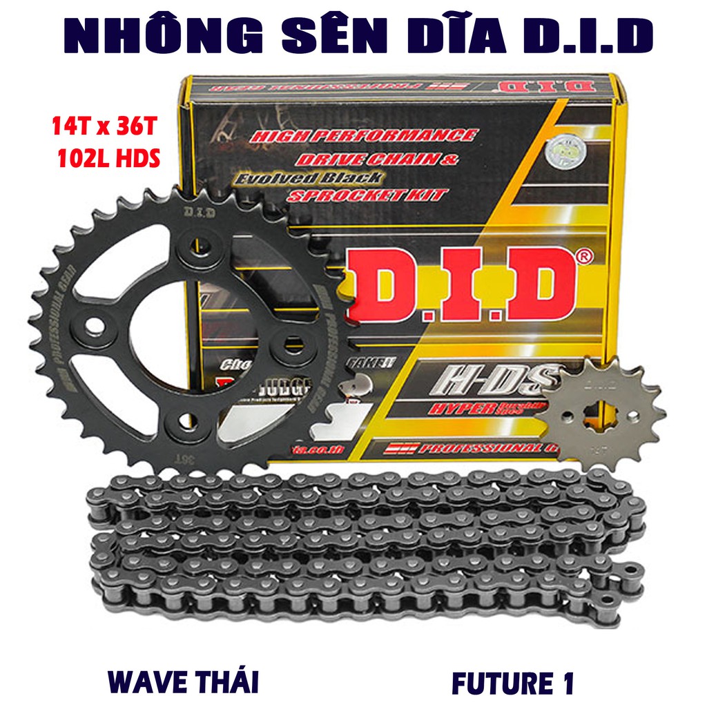 Nhông sên dĩa Wave Thái - Future 1 – Sên đen 10ly DID HDS - Thái Lan