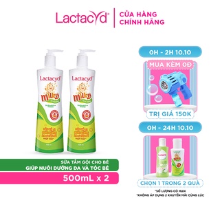  Bộ 2 chai Sữa Tắm Gội Trẻ Em Lactacyd Milky Bảo Vệ, Nuôi Dưỡng Da và Tóc Bé 500ml/chai
