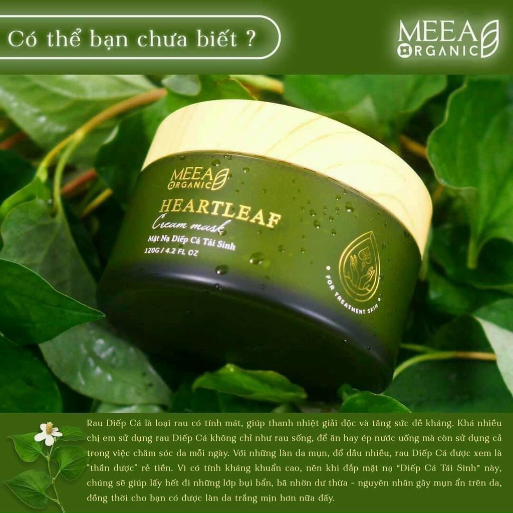 Mặt nạ diếp cá hari store Mặt nạ diếp cá tái sinh Meea Organic hỗ trợ làm mờ thâm giảm mụn giúp da trắng sáng mịn màng | BigBuy360 - bigbuy360.vn