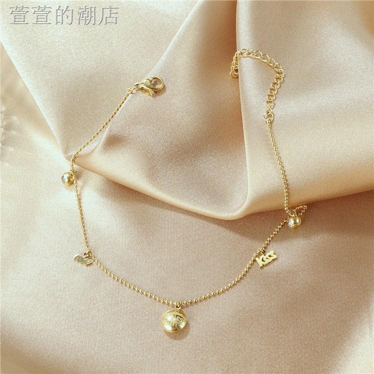 Lắc Chân Thép Titan Đính Hạt Tròn Đơn Giản Phong Cách Hàn Quốc Cho Nữ | BigBuy360 - bigbuy360.vn