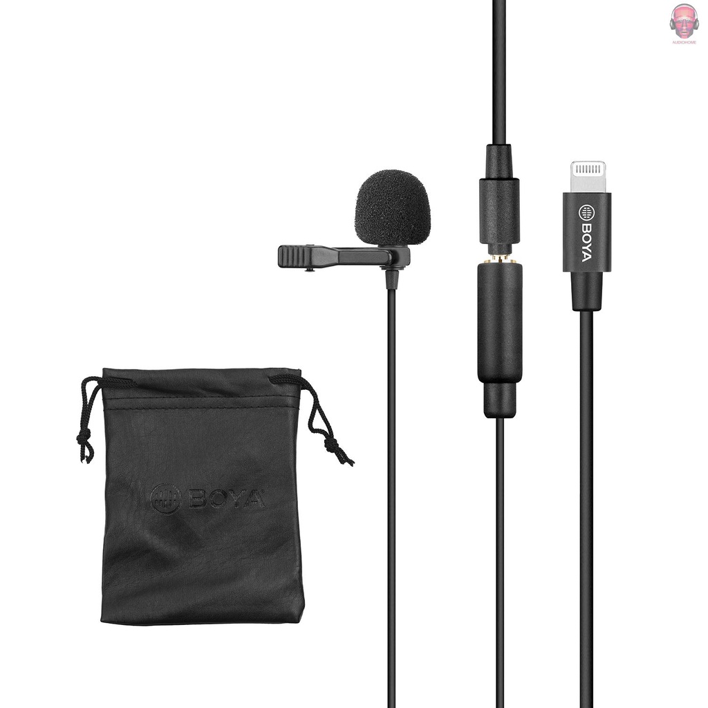 Mới Micro Cài Áo Boya Cardioid Có Dây Cáp 3.5mm Trs Sang Lightning Cho Điện Thoại Ios