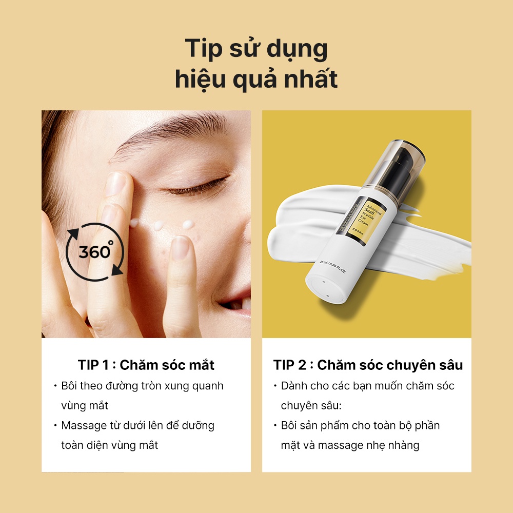 Kem dưỡng da mắt COSRX Advanced Snail Peptide Eyecream 25ml chiết xuất ốc sên cao cấp