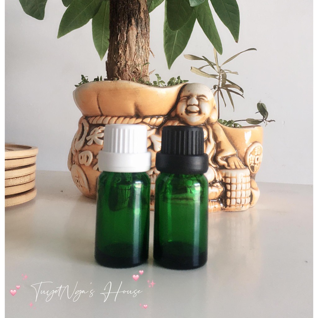 combo 10 chai thủy tinh xanh lá,nắp vặn nhỏ giọt 10ml