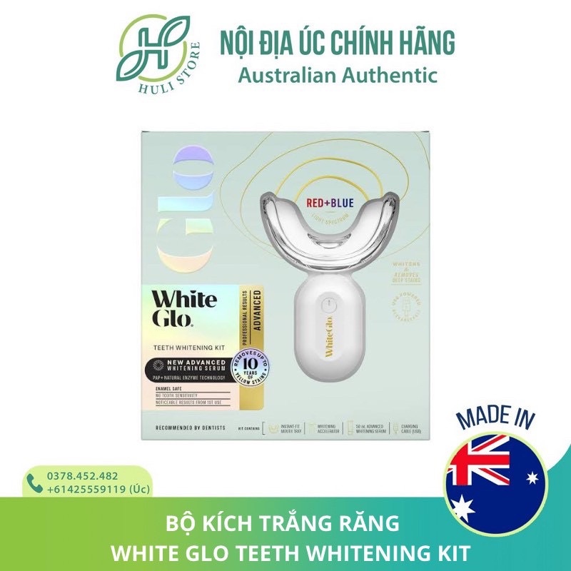 MÁY BỘ TẨY TRẮNG RĂNG BẰNG ÁNH SÁNG ĐỎ VÀ XANH White Glo Accelerator Red & Blue Light Teeth Whitening 10 gel