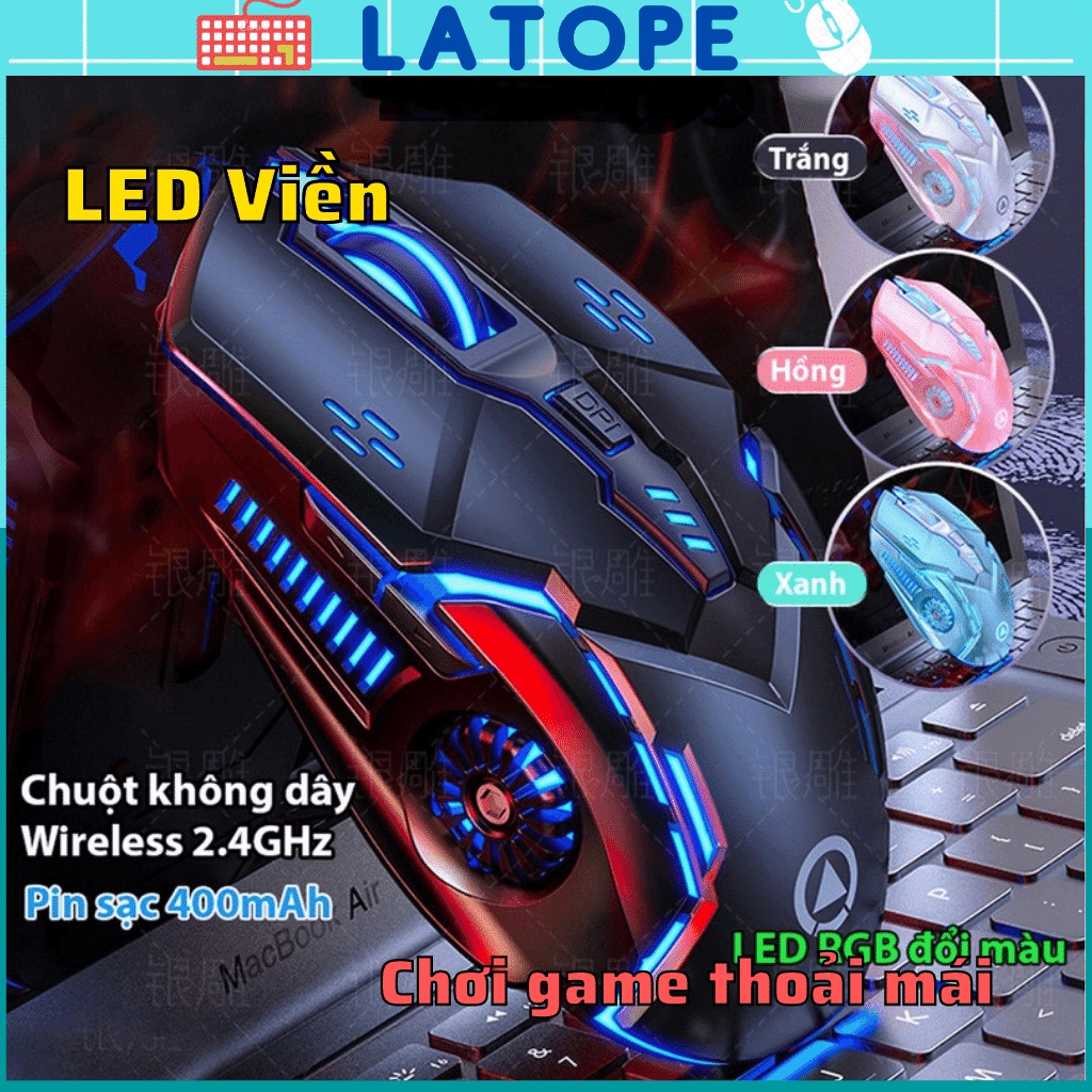 Chuột không dây Latope chuột bluetooth wireless máy tính laptop gaming Full LED A9