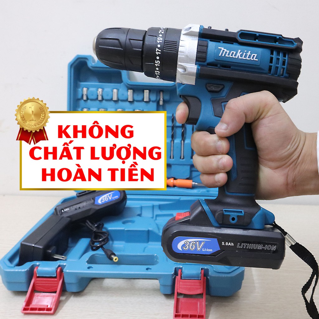 Tặng 24 phụ kiện-Khoan pin cầm tay 36V - 36VMKT - Tặng Mũi khoan - bắt vít - đầu khẩu, công suất khỏe