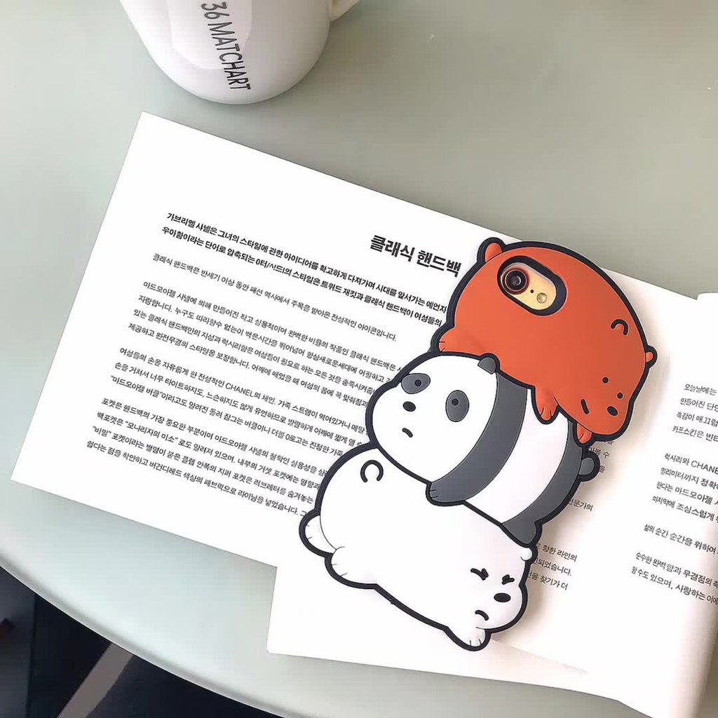 Ốp điện thoại họa tiết hoạt hình We Bare Bears 3D cho iPhone 6 6s+ 7 8+ X XS MAX XR 11 Pro Max 12 pro max