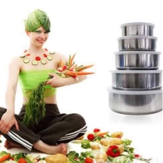 Bộ bát inox có nắp đậy 5 món