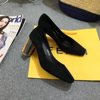 Giầy da lộn nữ gót trụ 9cm