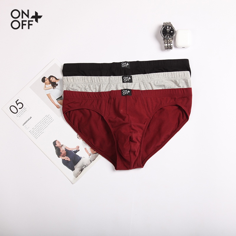Combo 3 quần lót Brief nam ONOFF sợi Cotton xốp, thoáng khí - H17BU18208