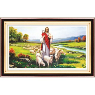 Tranh thêu chữ thập 3d Chúa Jesus và bầy cừu TN2721 ( 108x63 ) chưa thêu