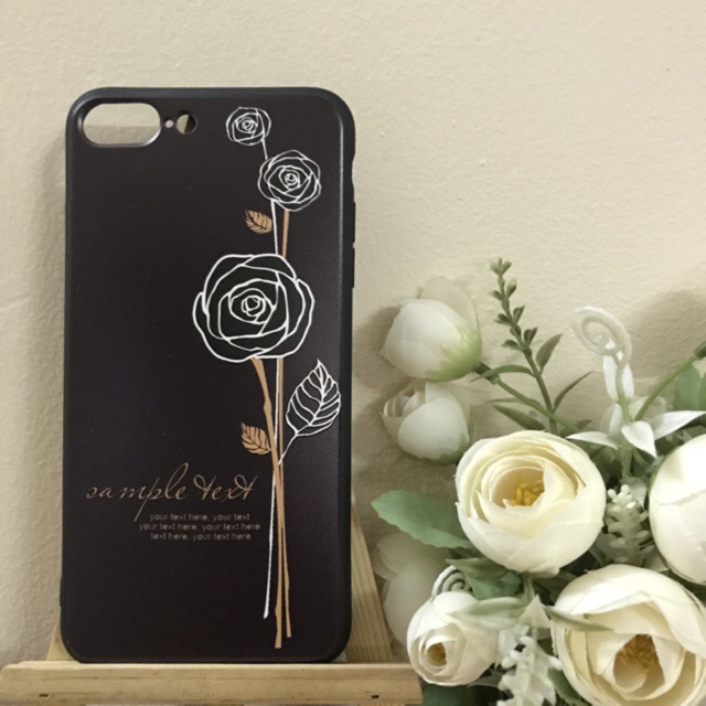 Ôp lưng Iphone dẻo Hồng trắng nền đen