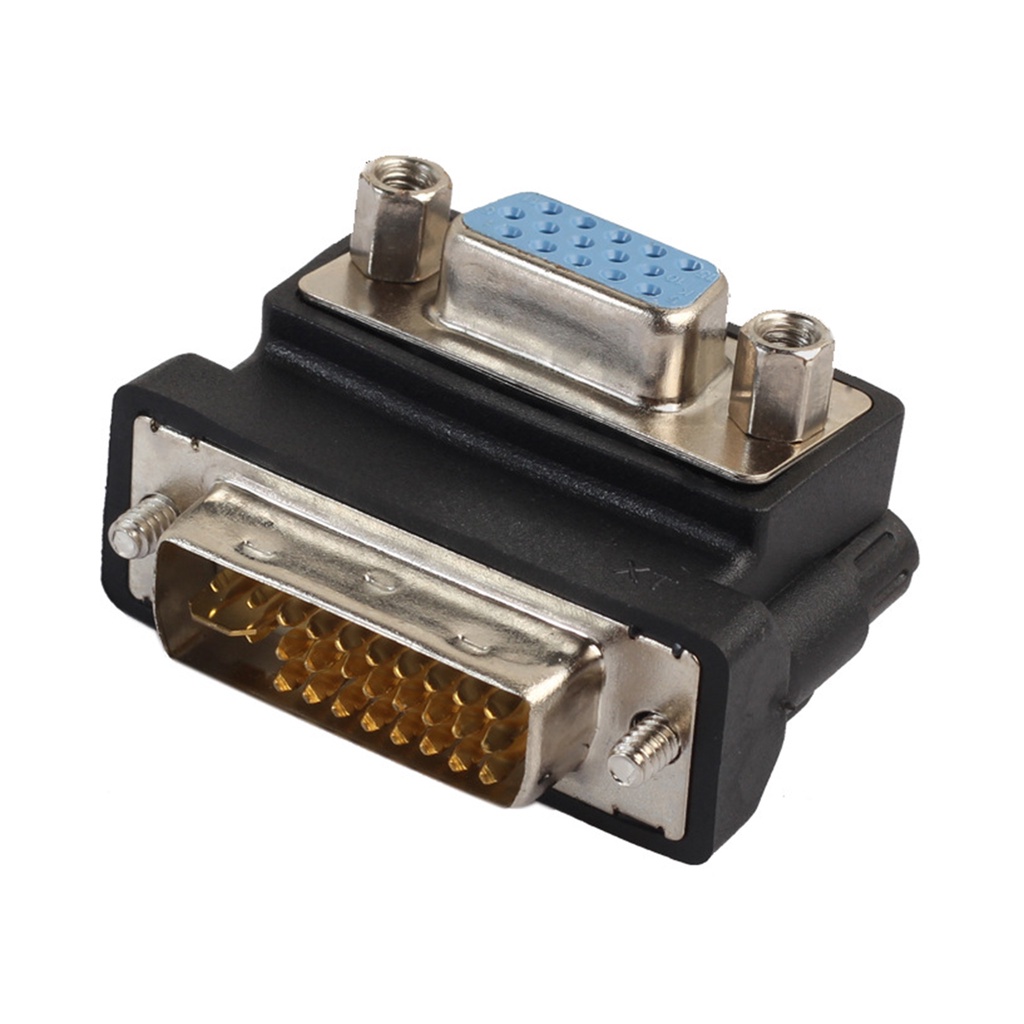 Đầu chuyển đổi DVI-I 24+5 sang VGA 15 Pin HDMI góc phải 90 độ chuyên dụng cho laptop TV