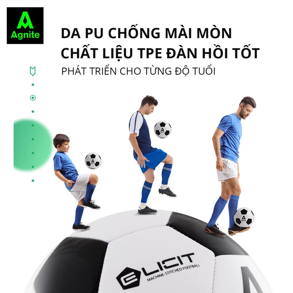 Quả bóng đá Agnite tiêu chuẩn - Size 5, Da PU cao cấp, Siêu nhẹ, Chính hãng, Đàn hồi tốt, Chất lượng cao thi đấu - F120