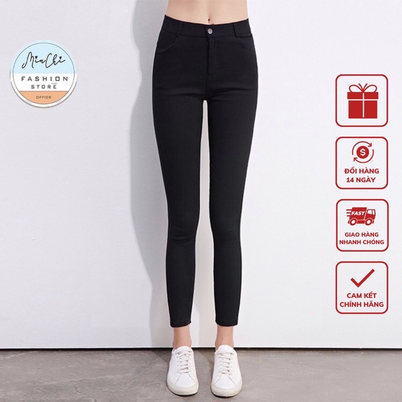 Quần Tregging Cạp Cao Nữ Minchi Chất Umi Hàn Co Giãn 4 Chiều Legging Nữ Khóa Giữa Cao Cấp Hàng Việt Nam Xuất Khẩu (VNXK)