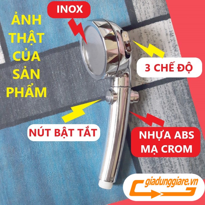 ĐẦU VÒI SEN tắm nóng lạnh cao cấp mạ CROM bát vòi tắm tăng áp mặt Inox kèm nút tắt mở với 03 chế độ nước - giadunggiare