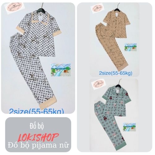 Đồ bộ pijama mặc nhà cho nữ chất Mango in họa tiết ,mẫu tay dài quần dài tiểu thư form rộng dễ thương Lokishop03