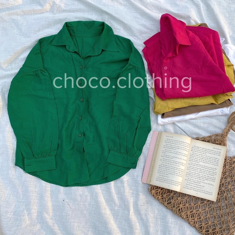 Áo somi đũi Nhật tay dài nữ mùa hè, vải mát, form oversize (ảnh tự chụp)