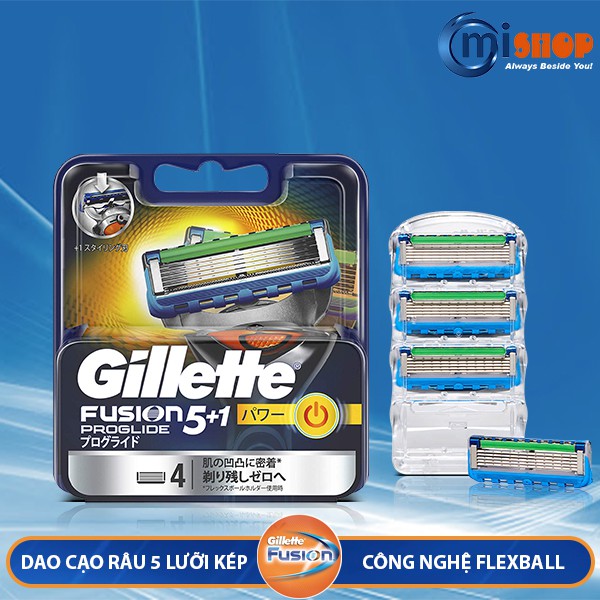 Hộp lưỡi dao thay thế Gillette Fusion 5+1 Nhật Bản (Hộp 04 lưỡi)