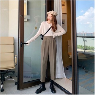 Quần baggy nữ lưng cao 💖freeship💖 quần âu nữ cạp chéo cá tính sp8