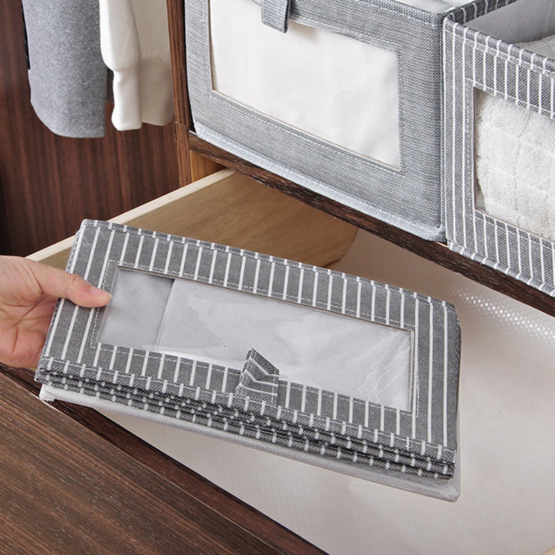 Set 2 Túi Vải Đựng Đồ Dạng Gập Sắp Xếp Gọn Gàng Có Cửa Sổ