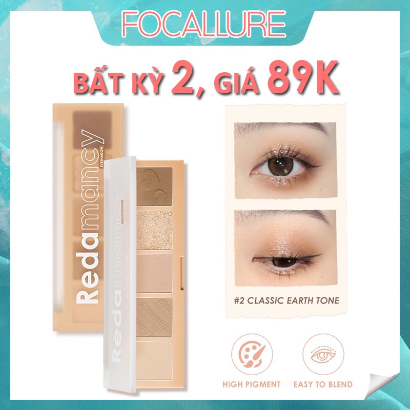 Bảng phấn mắt Focallure với 5 màu sắc mịn mượt lâu trôi