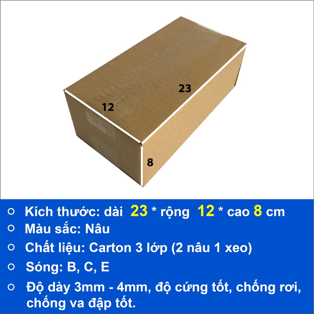 hộp giấy gói hàng 23x12x8 bộ 100