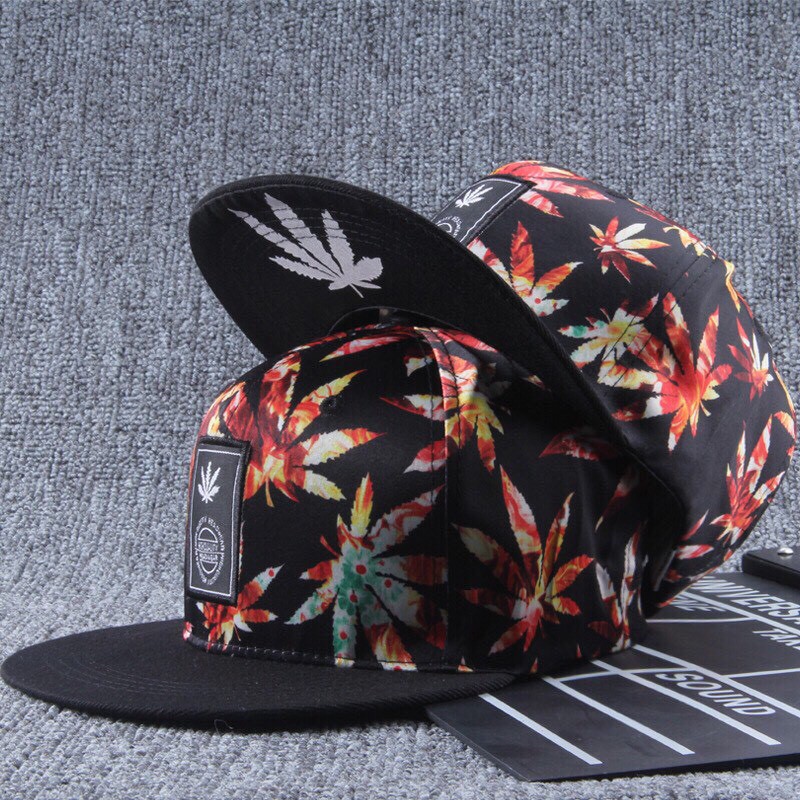 Mũ Snapback nam nữ in họa tiết lá cây cách tân - Mũ thời trang 2021