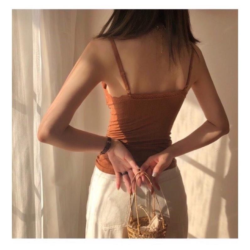 Áo Bra Dáng Dài Len Tăm Phối Viền Ren Siêu Hot - LADY