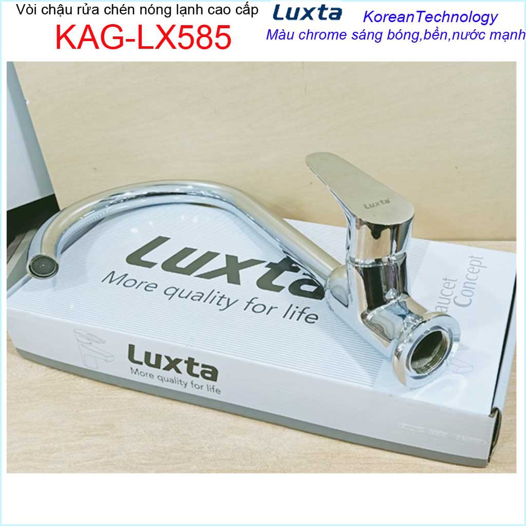 Vòi rửa chén bát KAG-LX585, Vòi Luxta nóng lạnh Chrome bóng,  vòi bếp nóng lạnh chậu rửa chén KAG-LX585